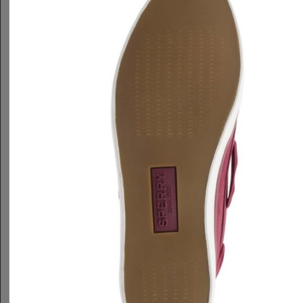 SPERRY 7.5 Genuine Leather Non Marking Slip-on Wine Sailor Ribbon Boat Shoes NIB - Picture 4 of 6